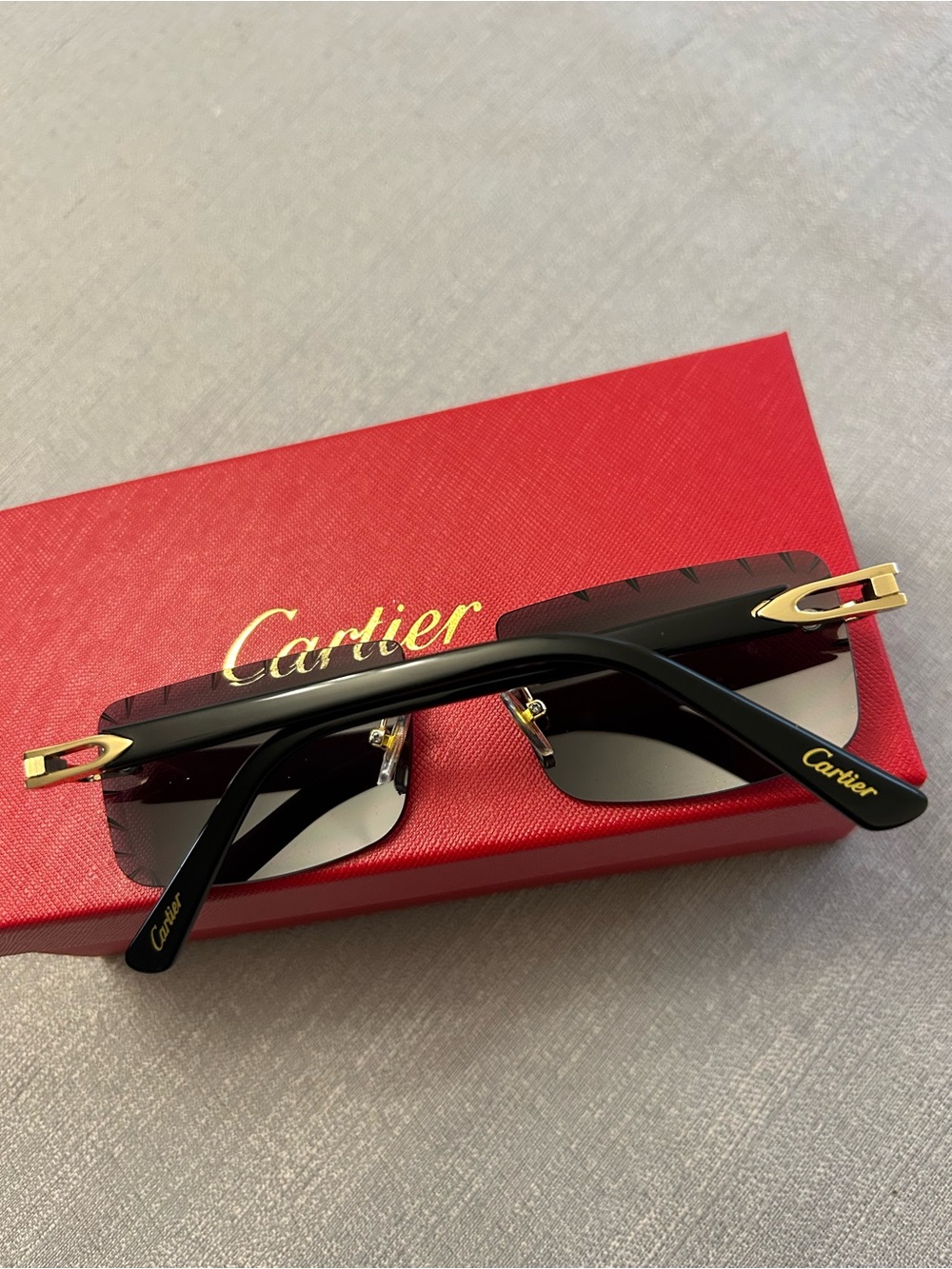 Cartier blue & Gold Rimless Men's Sunglasses - Picture 3 of 4